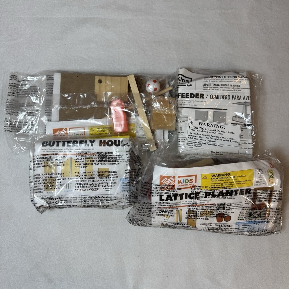 Home Depot Kids Workshop Kit Lot Of 4 Butterfly House Planter Feeder Goalie